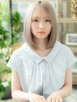 カバーヘア イヴ 戸頭店(COVER HAIR EVE)&nbsp;韓国風ハイトーンカラー透けバングボブディh3戸頭20代30代40代