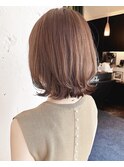小顔イメチェン、ブルーグレージュカラーくびれレイヤーボブ
