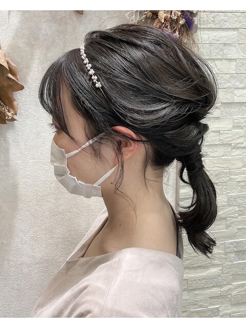 『AuraBeaute 京都』結婚式 お呼ばれヘア 編みおろし くるりんぱ