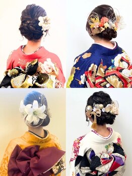 ブルームフラワーズ(BLOOM FLOWERS)の写真/【浴衣・七五三・訪問着・袴・振袖】プロによる崩れにくい着付けと、ヘアセットで一日中可愛いをキープ♪