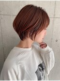 小顔見せショートベージュカラーブリーチしない透明感カラー