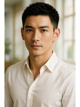 にもう ブルーブラック & スパイキーショート　フェザーパーマ01HH66