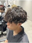 波巻きパーマ刈り上げツーブロック重めマッシュ