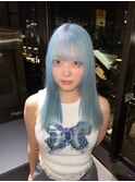 15588ブリーチ＆ダブルカラー渋谷ブルーカラーホワイトアッシュ