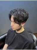 ビジネスツーブロックショート ニュアンスパーマ センターパート