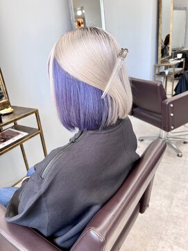 オズ 郡山駅前店(OZ) ケアブリーチベージュで柔らか質感ダブルカラーパープルで透明感