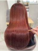 髪質改善ストレート×艶チェリーブラウン