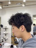 シャドウパーマ波巻きパーマツーブロック無造作マッシュ