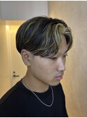 メッシュ　ハイライト　センターパーマ