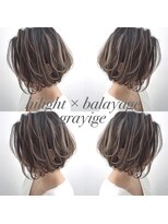 トルネード(TORNADO)&nbsp;外国人風ボブ ハイライトバレイヤージュ グレージュ　白髪ぼかし