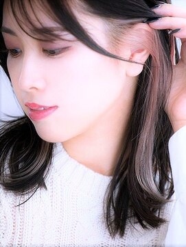 ヘアカフェ アティス(hair cafe Atease) ★外ハネシースルーバング　イヤリングカラー　★クールかきあげ
