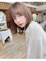 バイオレット 表参道店(Violet)&nbsp;ブリーチなし透明感大人ミディレイヤーカットシルキーベージュ