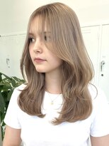 サンク 原宿 表参道(cinq) 韓国ヘア顔周りレイヤーミルクティーベージュグレージュカラー