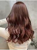 ブリーチなしワンカラーピンクブラウンワインレッド暖色系カラー