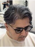 50代40代白髪ぼかしシルバーメッシュバレイヤージュ