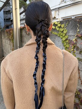 フェンヘアーアイス 中目黒(Fen.hair ici) 編み込みポニーテール◎大人カジュアルこなれヘアアレンジ