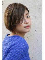 ロエナ(ROENA) 20代30代40代50代小顔カット黒髪ワンレンボブルフネビージュ前髪