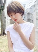 やや厚めバングで作るショートボブ/20代/30代/40代/ハイライト