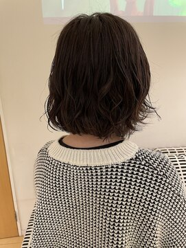 オーガニックエコ 川越(organic+eco) ボブ×ゆるふわパーマ×ナチュラルブラウン