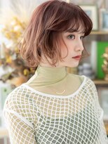 カバーヘア ブリス 大宮西口(COVER HAIR bliss)&nbsp;チェリーレッド前髪パーマ大人美人ミニボブc5大宮20代30代40代