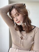 ブラウンベージュ大人セミロングレイヤーカットヘルシーウェーブ