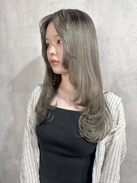 ラベル 渋谷(LAVEL) オリーブグレージュ韓国ざくざくレイヤーカット渋谷ブリーチ