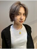 ブリーチ ハイトーン 切りっぱなしボブ ミニボブ シルバーカラー