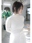 あごライオン切りっぱなしボブ×ニット