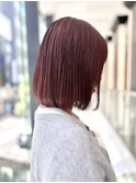 切りっぱなしボブとライトバイオレット　白髪ぼかし