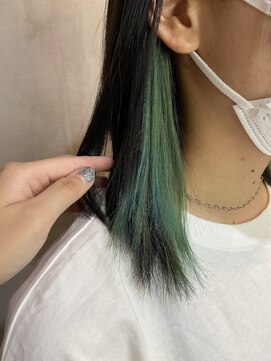 リエコー(RE'ECHO) エメラルドグリーンインナーカラー　エクステ/髪質改善/韓国