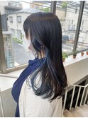 ＊インナーカラーブルーネイビー×ブリーチなしブルーブラック