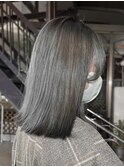 【白石】ブリーチなしカラー赤み消しオリーブグレージュ原宿
