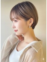アース 大曽根店(HAIR&MAKE EARTH) earthショートレイヤーボブミルクティー丸みショートボブ