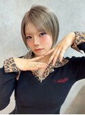 ダブルカラー、ハイトーン、ショートボブ、ミルクティーベージュ
