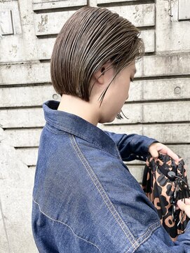 ケンジ 横浜(KENJE) オリーブグレージュ/切りっぱなしボブ/ミニボブ/ダブルカラー