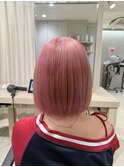 ぷつっとボブ髪質改善カラーブリーチダブルカラーペールピンク
