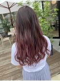 ピンクグラデーションカラー×デザインカラー×髪質改善