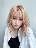 ラフウェーブ_カーキグレージュフェザーバング_8712