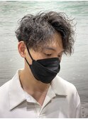 マスクに似合うツイストスパイラルパーマ爽やかツーブロック