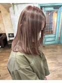 ピンクベージュハイライト