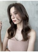 大人かわいい前髪セシルカットココアブラウンフリンジウェーブ