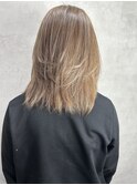 白髪ぼかしハイライト/ベージュ/グレージュ/レイヤー