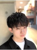 シャドウパーマ/波巻きパーマ/メンズマッシュ/ツーブロック/仙台