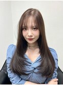 顔まわりレイヤー 艶カラー 暗髪 韓国風 髪質改善 福岡美容室