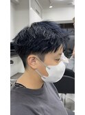 ブルーブラック×短髪
