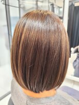 ヘアースタジオ ジェイワン(hair studio J ONE)&nbsp;40代50代/サラサラ大人ボブ/白髪ぼかし/ブリーチ無し/ベージュ