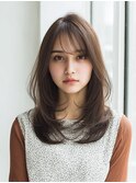 ハッシュカット/バーガンディ/ミディアムレイヤー/韓国ヘア