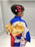 七五三　七歳女の子　ヘアセット 着付