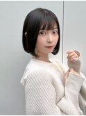 ボブカット　内巻きボブ　耳掛け　黒髪　髪質改善