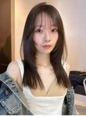 韓国ヘアーハッシュカットレイヤーカットグレージュブリーチ無し